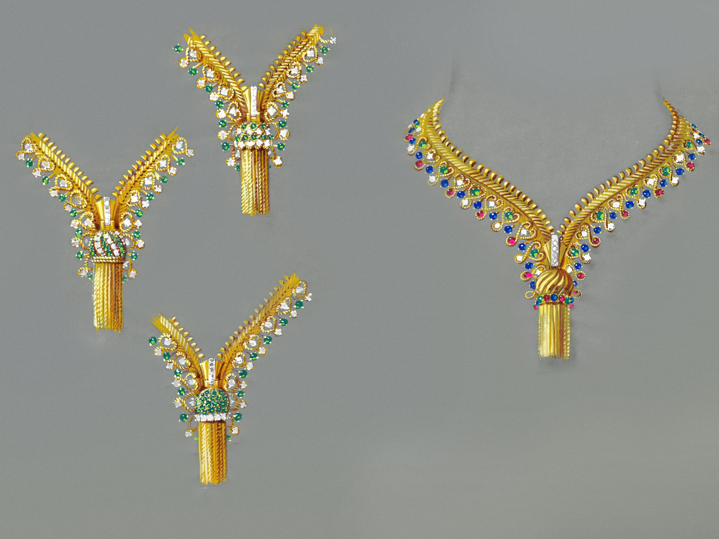 Zip necklaces design, circa 1951. Van Cleef & Arpels Archives.