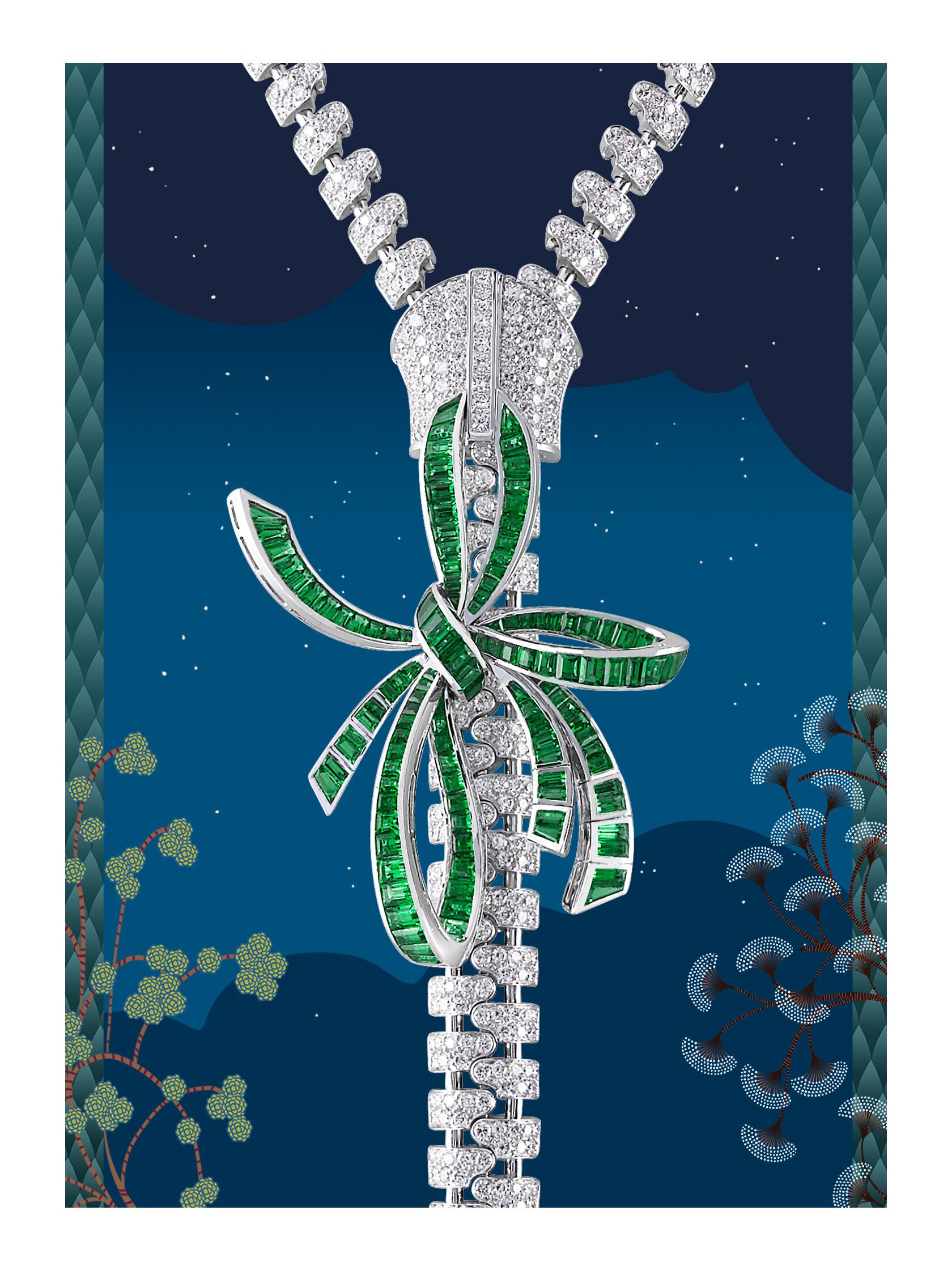 VAN CLEEF & ARPELS Diamond Zip Necklace & Earrings