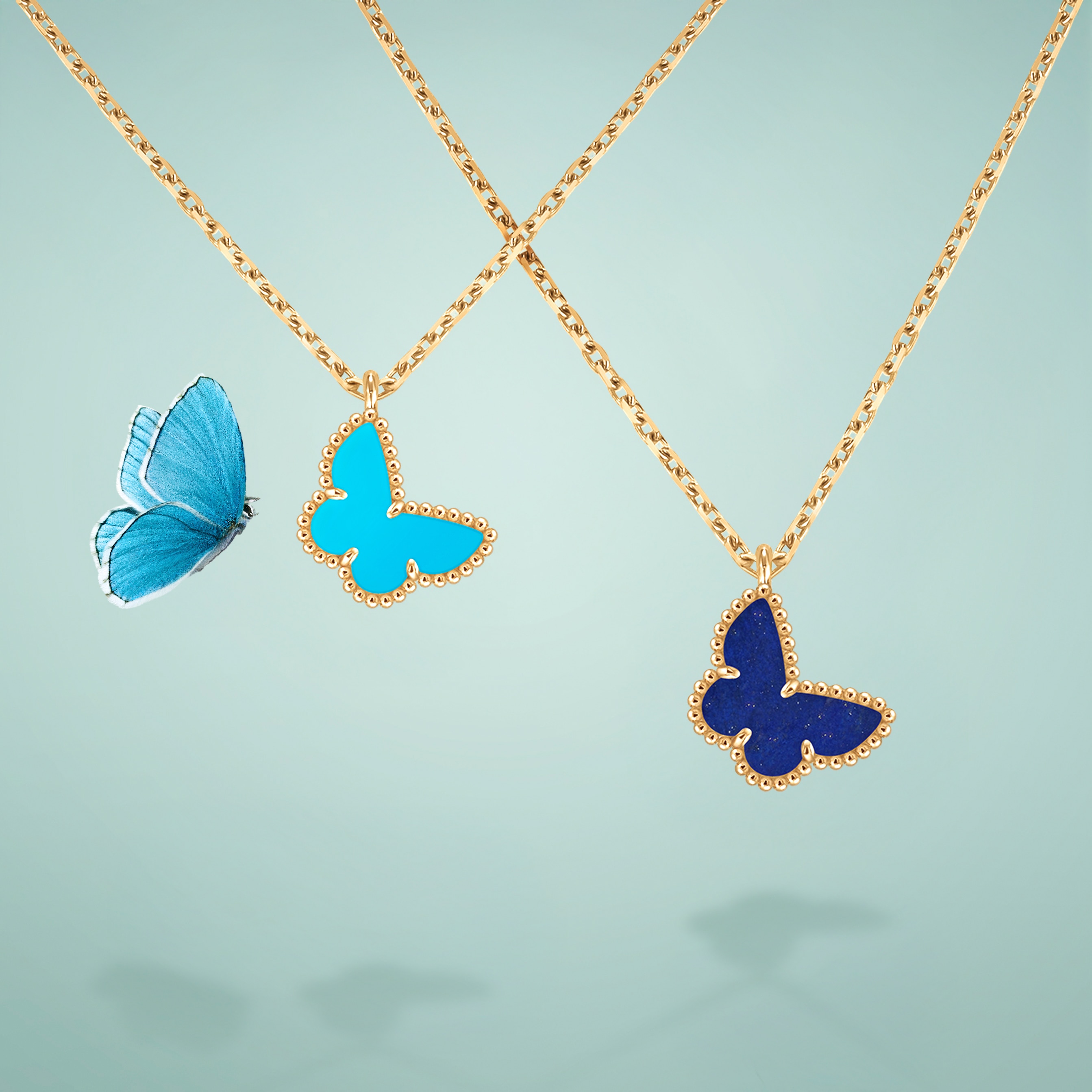 Two Butterfly earrings, 18K yellow gold, yellow sapphires, rhodium plated 18K white gold, diamonds. Two Butterfly collection, Van Cleef & Arpels.