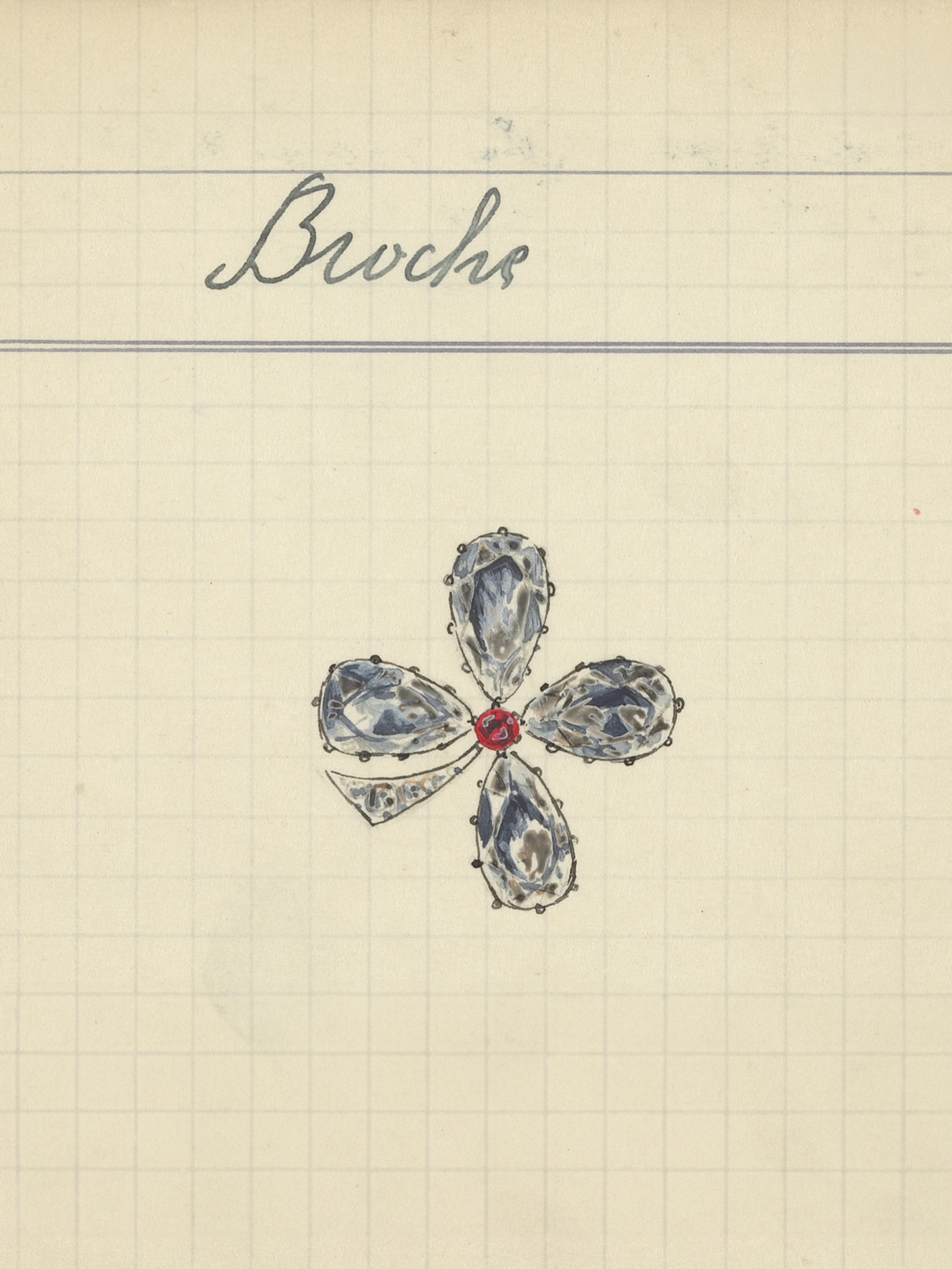 Clover brooch product card, 1933. Van Cleef & Arpels Archives.
