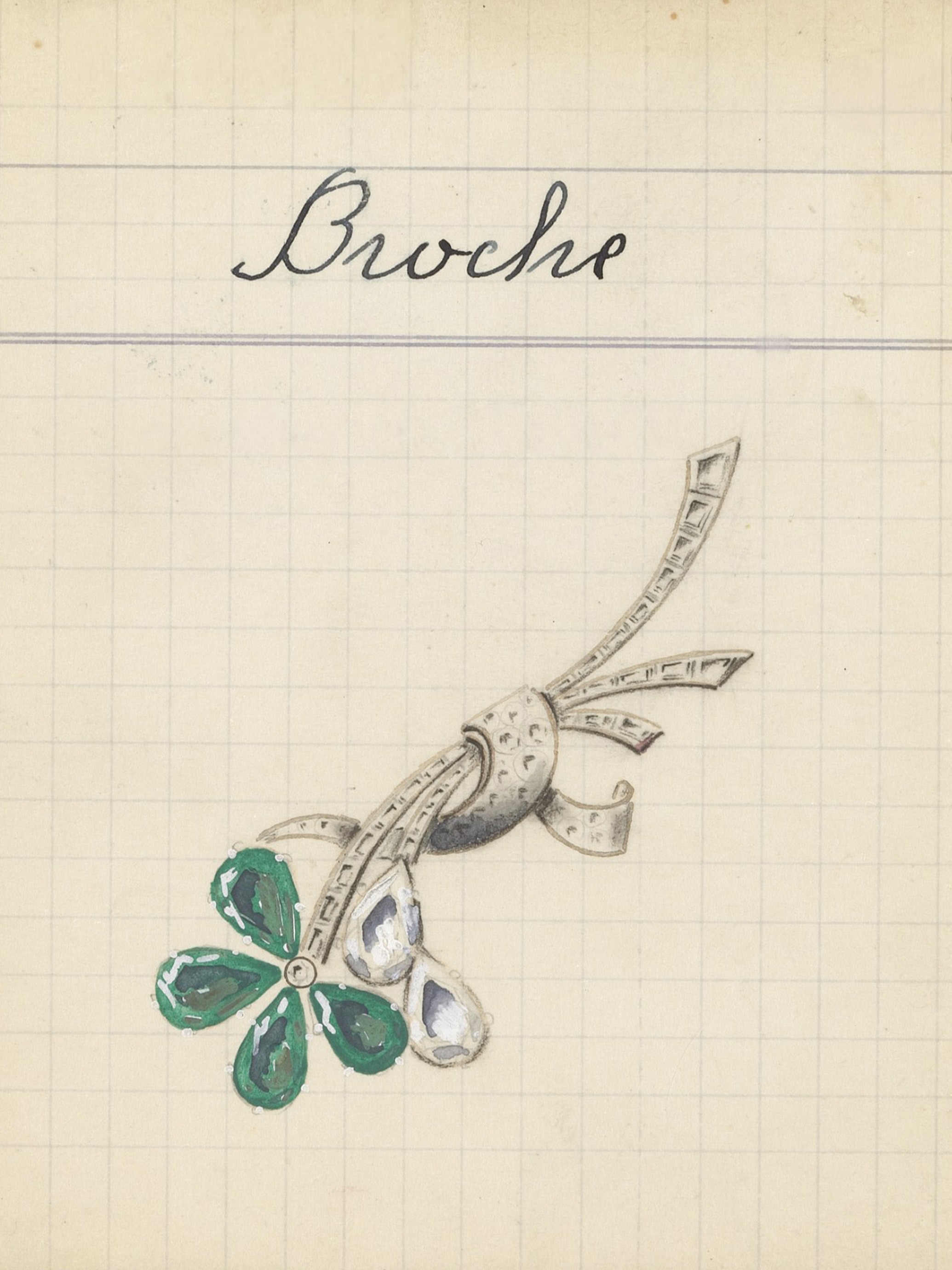 Clover brooch product card, 1936. Van Cleef & Arpels Archives.