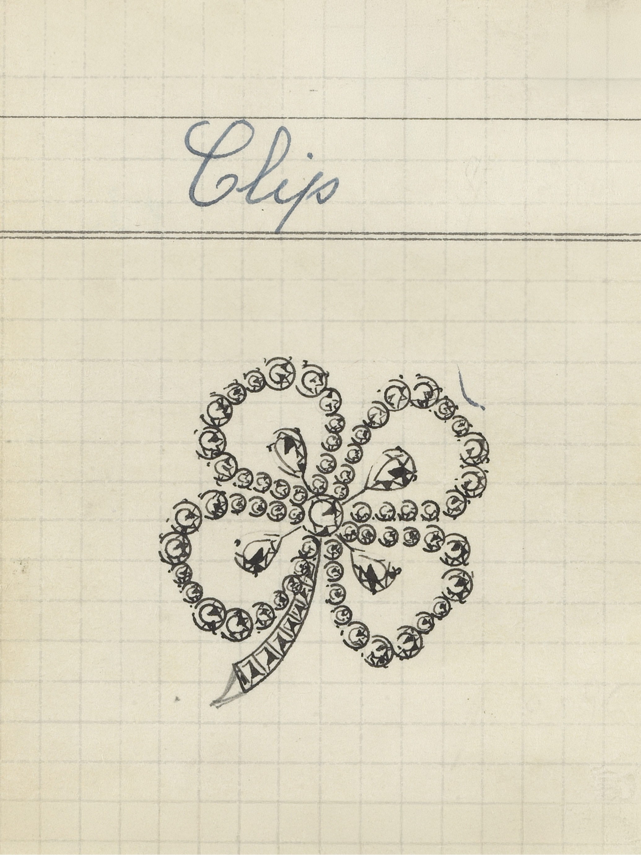 Clover clip product card, 1948. Van Cleef & Arpels Archives.