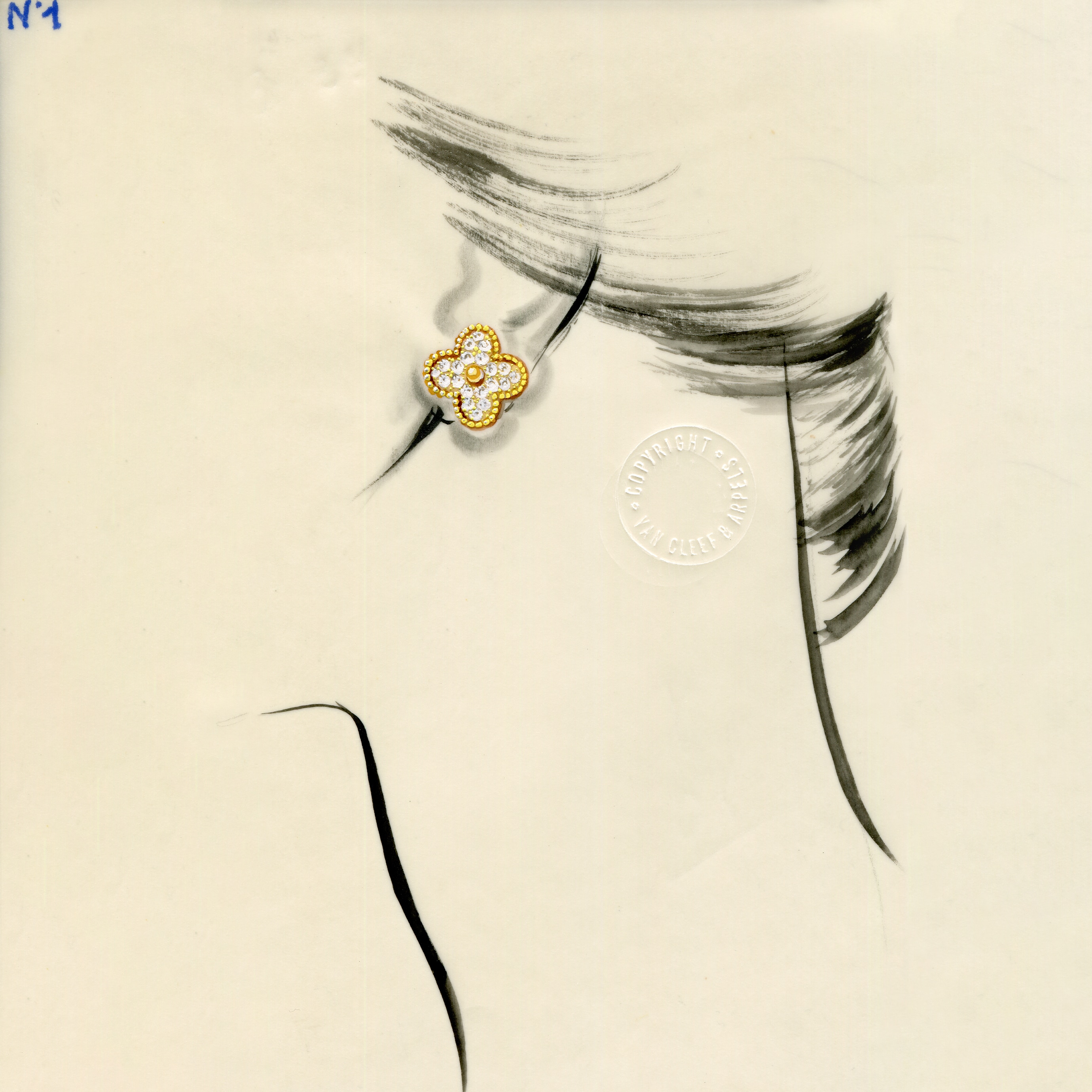 Alhambra earring design, circa 1990​. Van Cleef & Arpels Archives.