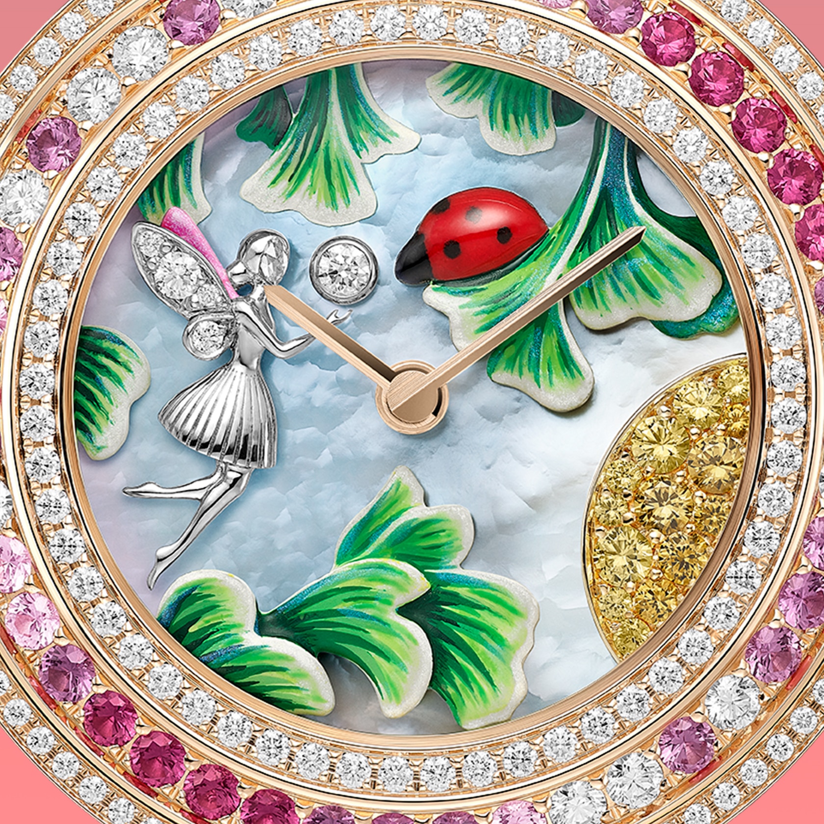 Charms Coccinelle Féerique腕表。玫瑰金,钻石,珍珠母贝,红宝石,蓝宝石。Van Cleef & Arpels梵克雅宝
