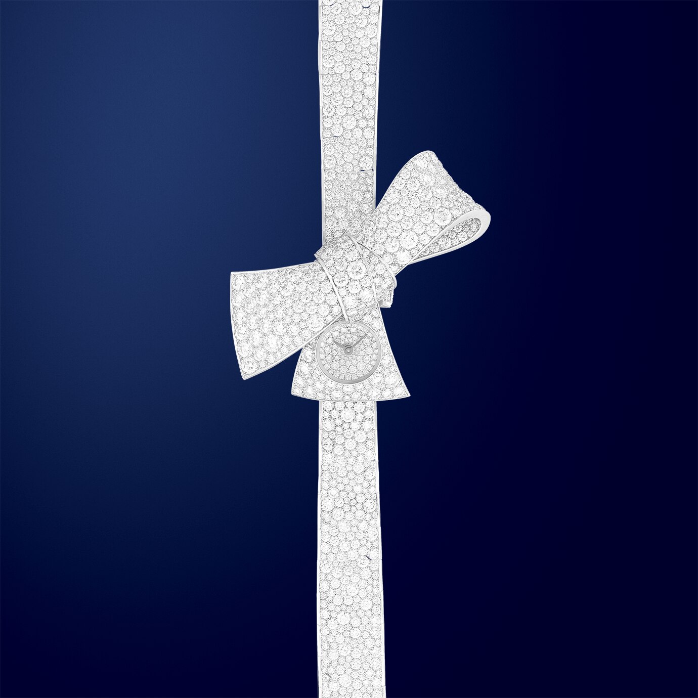Ruban Secret watch 18K white gold case, diamonds, Swiss quartz movement. Van Cleef & Arpels.