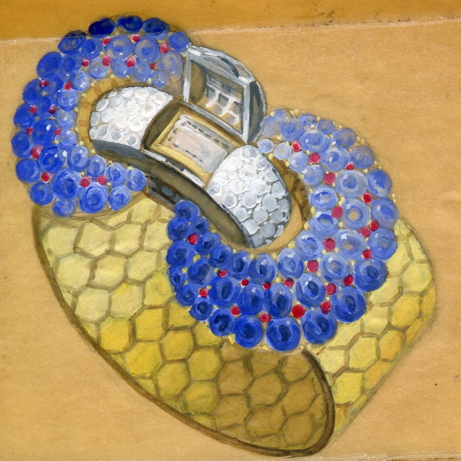 Drawing of a Ludo secret watch, 1941. Van Cleef & Arpels Archives.