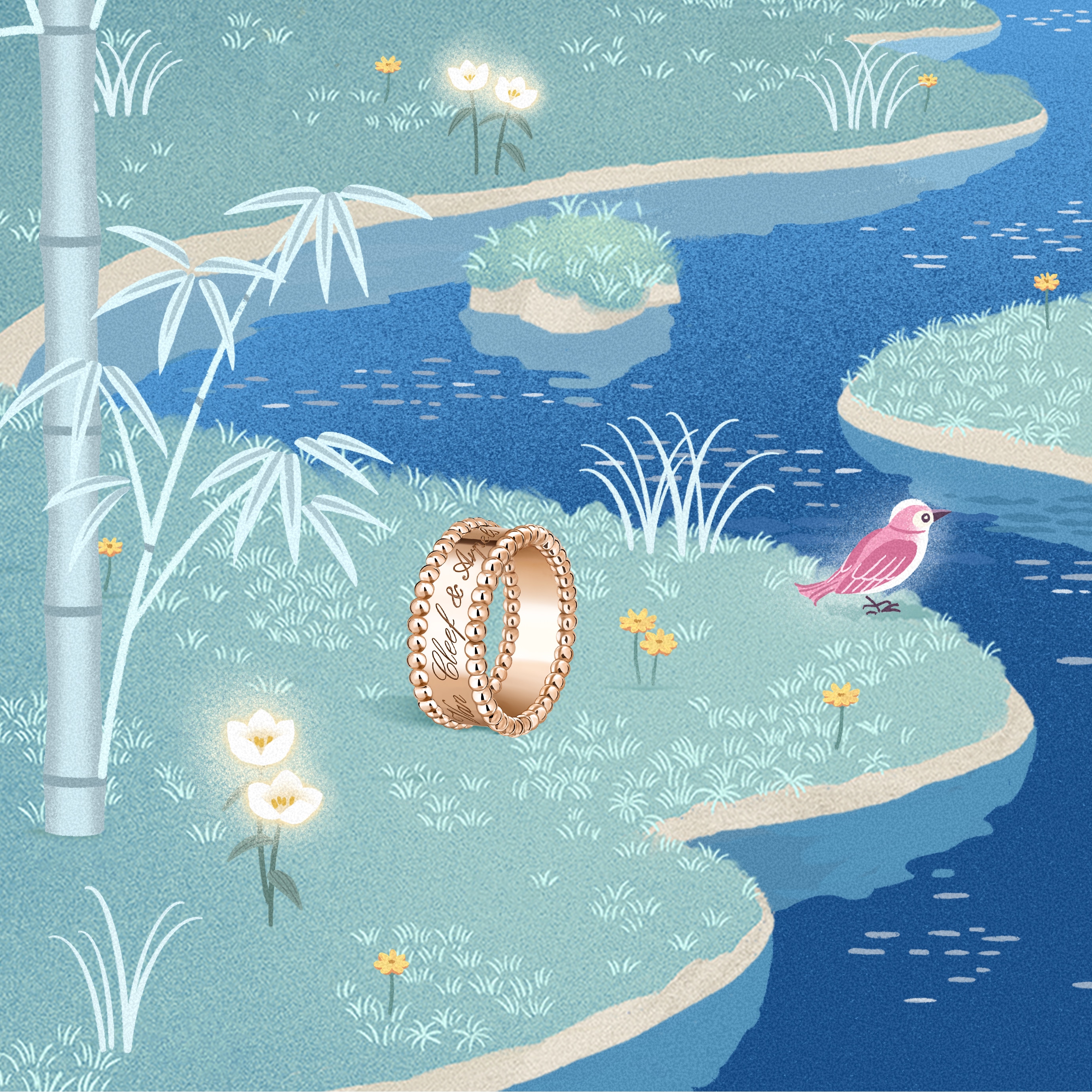ペルレ シニアチュール リング、18K ローズゴールド。ペルレ コレクション、ヴァン クリーフ＆アーペル。