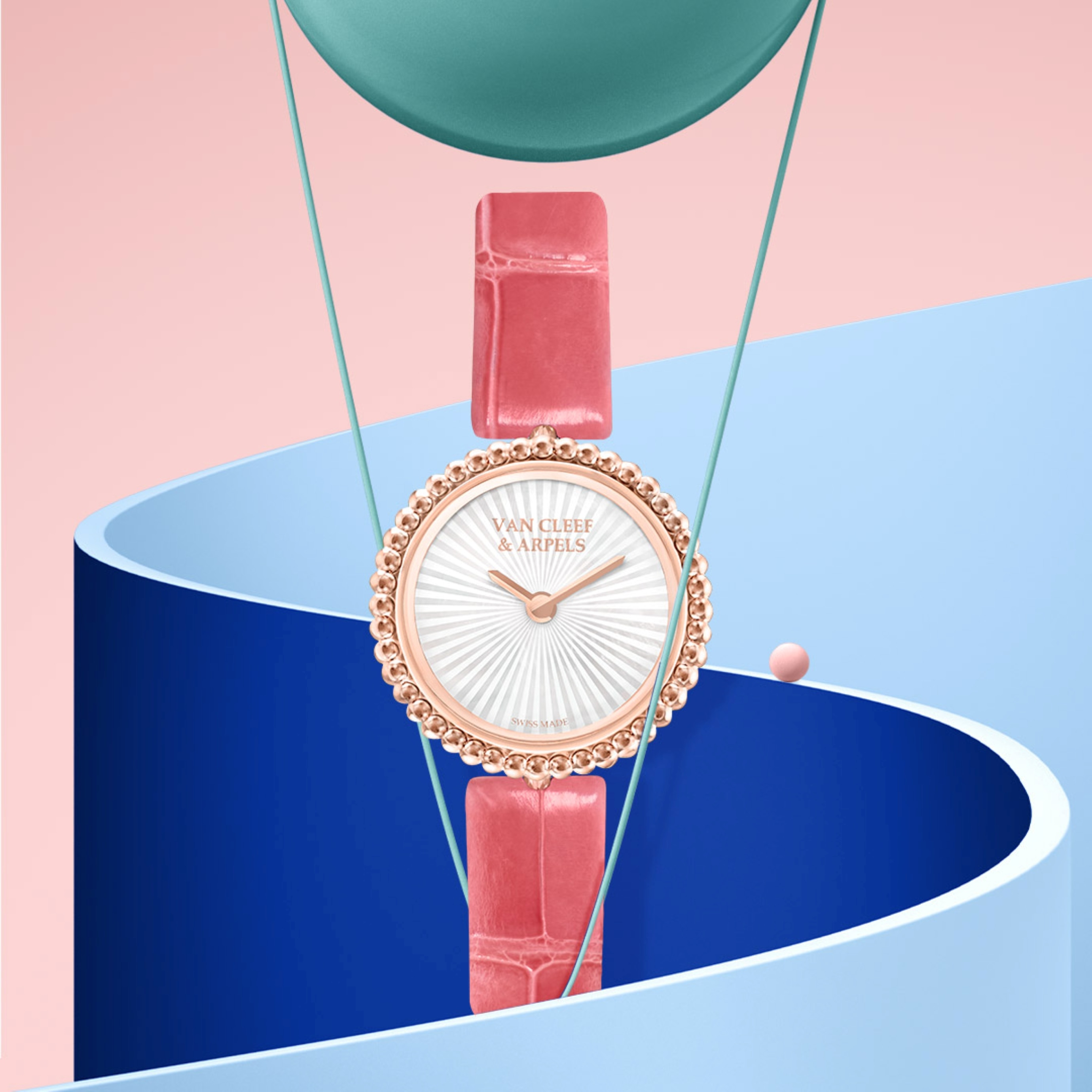 Perlée腕表，23毫米，玫瑰金，瑞士石英机芯。Perlée系列，Van Cleef & Arpels梵克雅宝。