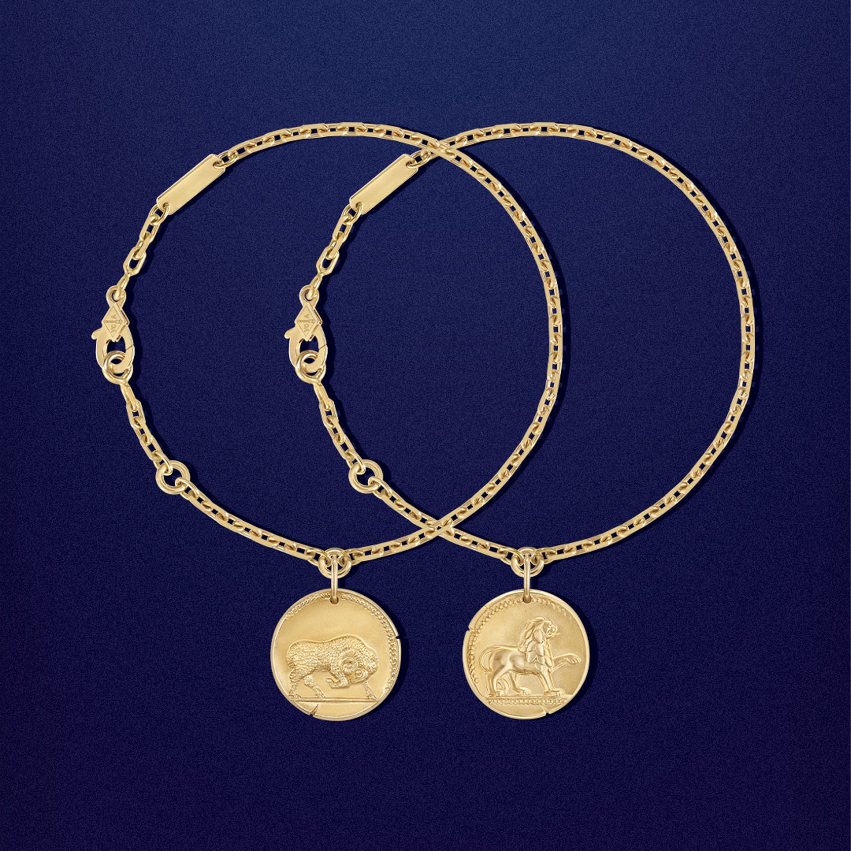 Zodiaque bracelets Arietis (Aries) and Leonis (Leo), 18K yellow gold. Zodiaque collection, Van Cleef & Arpels.