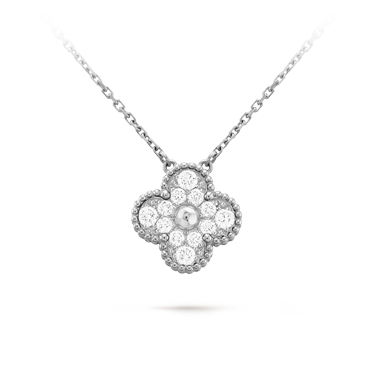 Van Cleef & Arpels White Gold Vintage Alhambra Pendant VCARD34900