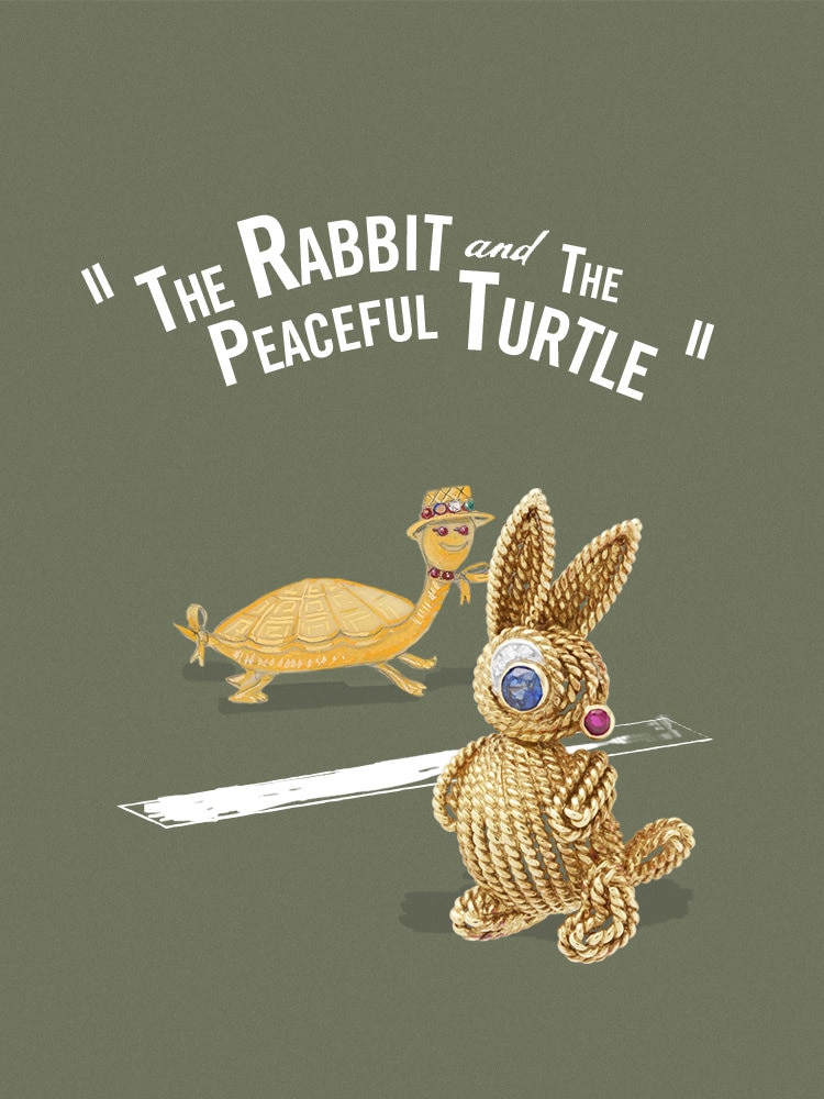 Drawing featuring Turtle brooch, circa 1945-1950 - Van Cleef & Arpels <br />Rabbit clip, 1960 - Van Cleef & Arpels 