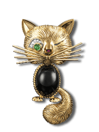 Winking cat clip   Similar to the model from 1954 - Van Cleef & Arpels