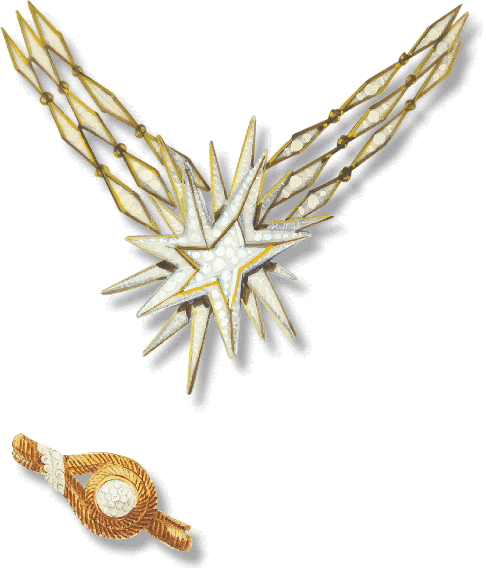 Etoile项链设计图,约1970年 - Van Cleef & Arpels<br />Boucle Météore手链腕表作品记录卡,1955年 - Van Cleef & Arpels