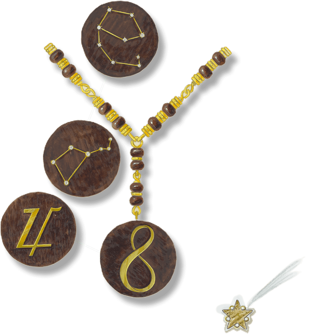 星座吊坠项链设计图,约1970年 - Van Cleef & Arpels<br />Etoile胸针设计图,约1990年 - Van Cleef & Arpels