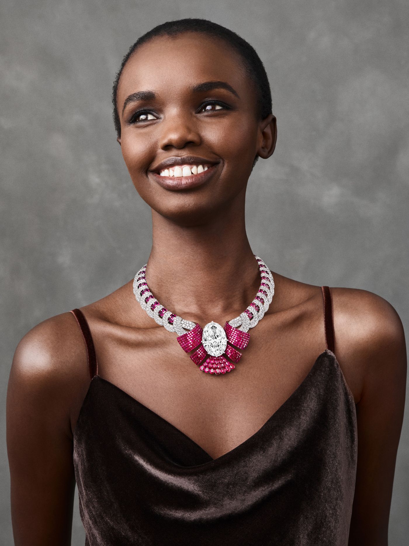 On the creations, fluid motifs combine with sparkling stones