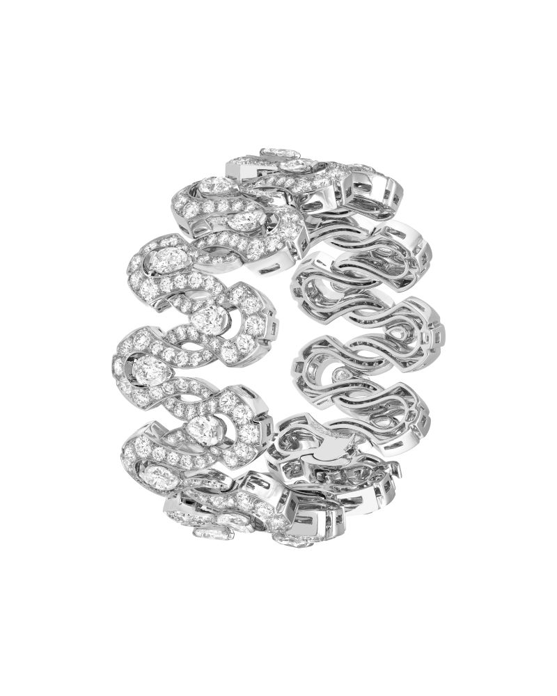 Boucles de diamants手鐲。白K金,鑽石。Legend of diamonds,White diamond variations系列,Van Cleef & Arpels梵克雅寶。 - Van Cleef & Arpels