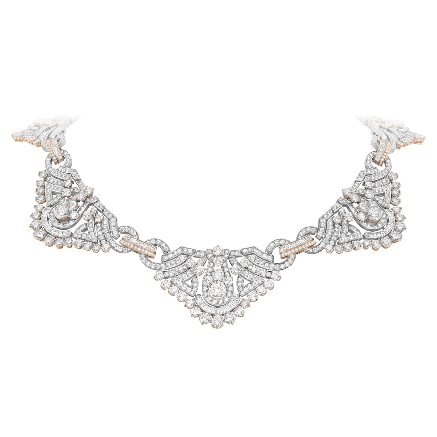 Golden Age項鏈。白K金,玫瑰金,1顆1.01克拉的DVVS2級圓形鑽石,鑽石。Legend of diamonds,White diamond variations系列,Van Cleef & Arpels梵克雅寶。 - Van Cleef & Arpels