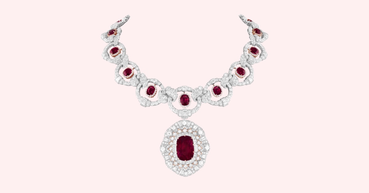 VAN CLEEF & ARPELS RUBELLITE TOURMALINE, SPINEL, DIAMOND AND GOLD 'ZIP'  NECKLACE